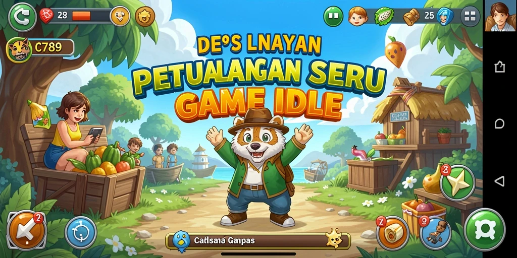 Tampilan gameplay C789 yang menawan dengan karakter yang aktif berinteraksi.