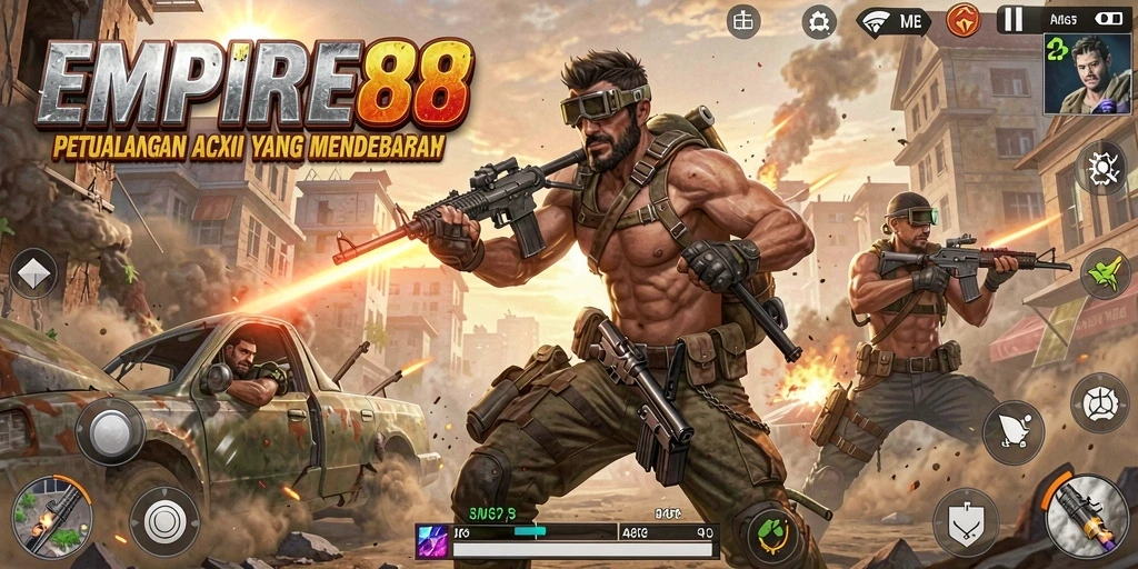 Screenshot gameplay <strong>EMPIRE88</strong> yang menampilkan aksi mendebarkan di medan perang.