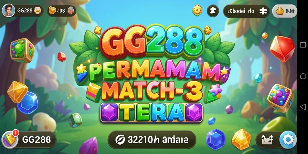 Tampilan gameplay seru di GG288 dengan kombinasi permata warna-warni.