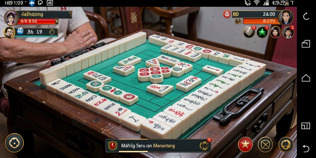 Gameplay H89 dengan pemandangan ubin Mahjong yang menantang.