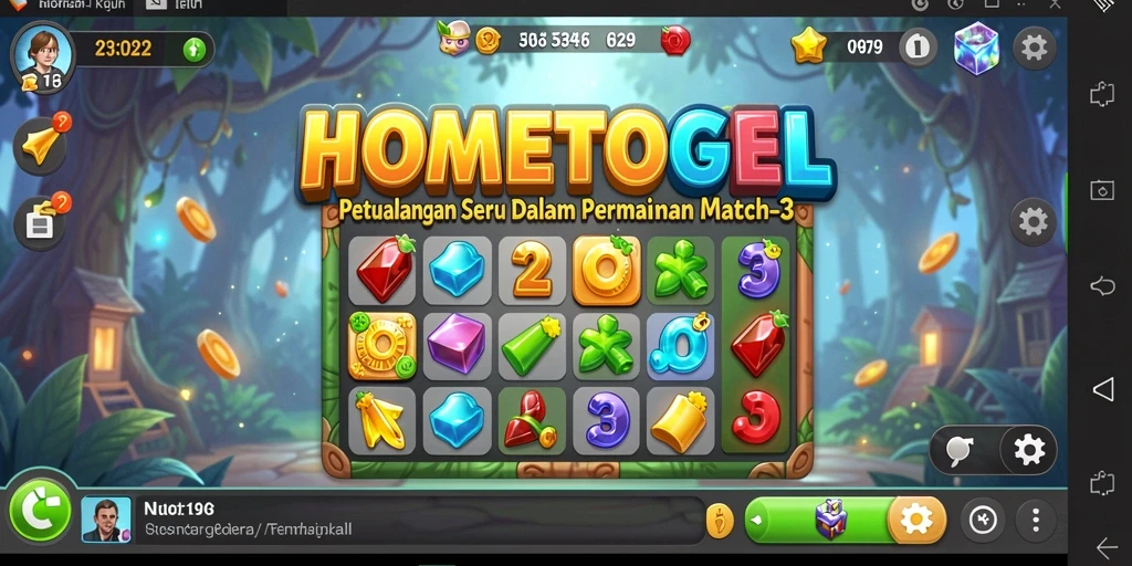 Tangkapan layar gameplay seru dari HOMETOGEL di level Match-3.