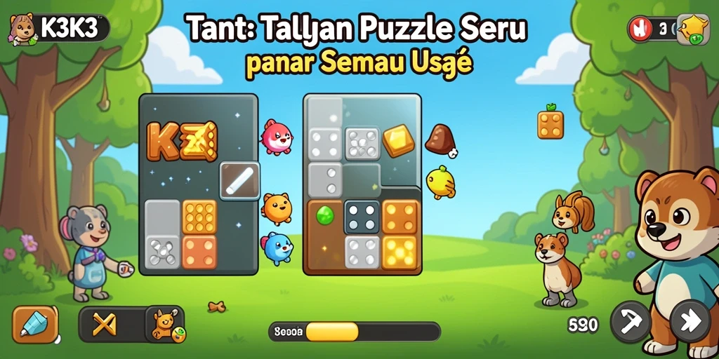 Screenshot gameplay K3K3 menampilkan tantangan Puzzle yang menarik.