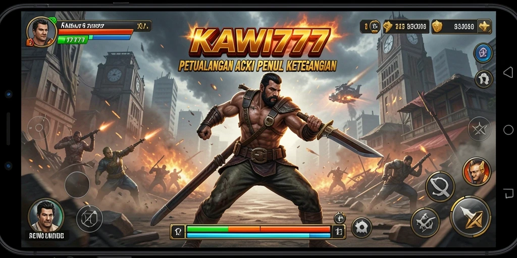 Tampilan aksi mendebarkan dalam gameplay KAWI777 yang menantang.