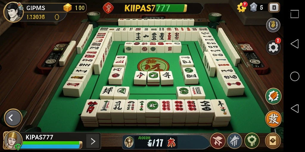Tampilan gameplay KIPAS777 dengan ubin Mahjong yang berwarna-warni.