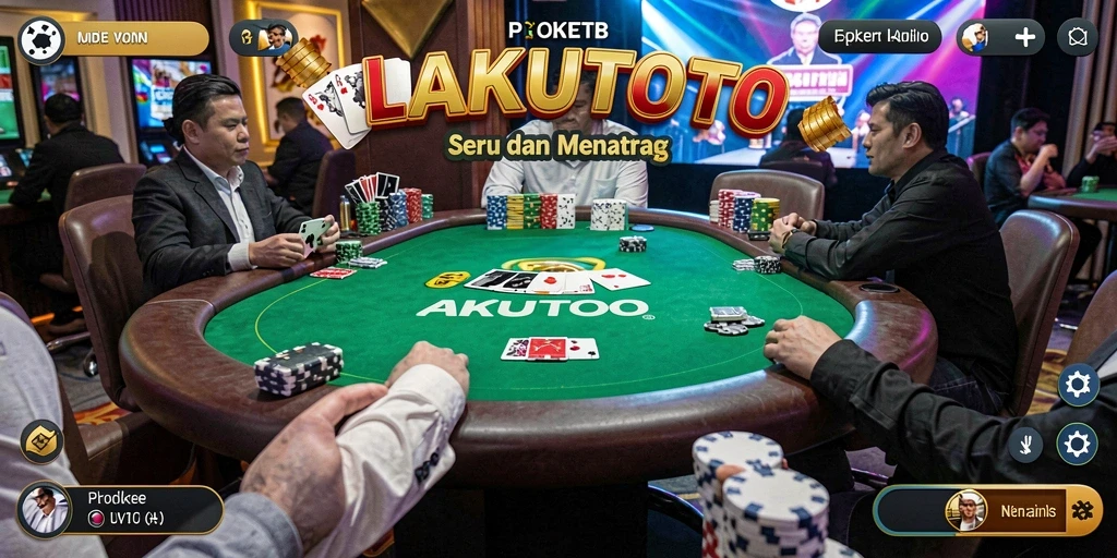 Screenshot gameplay Poker di LAKUTOTO dengan suasana kompetitif.