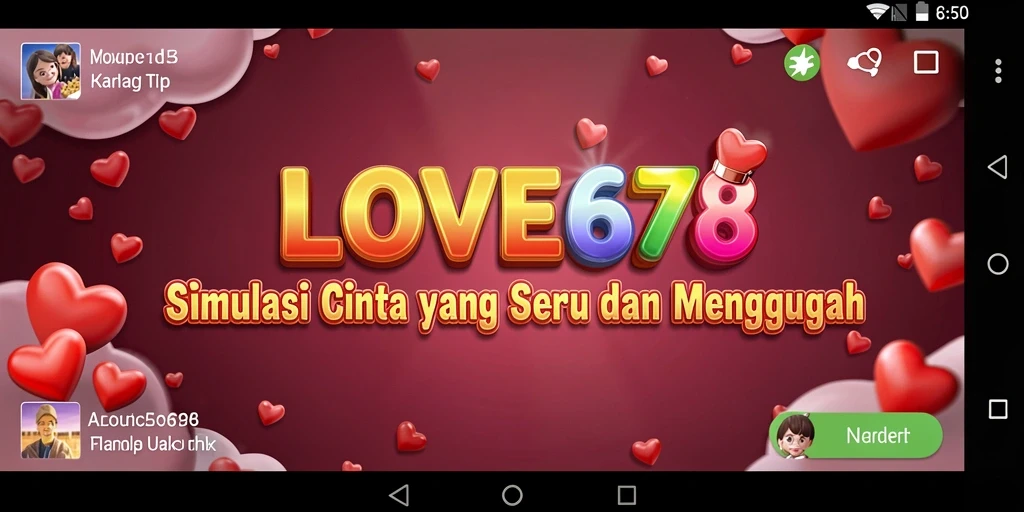 Tangkapan layar LOVE678 menampilkan interaksi karakter dalam gameplay simulasi cinta.