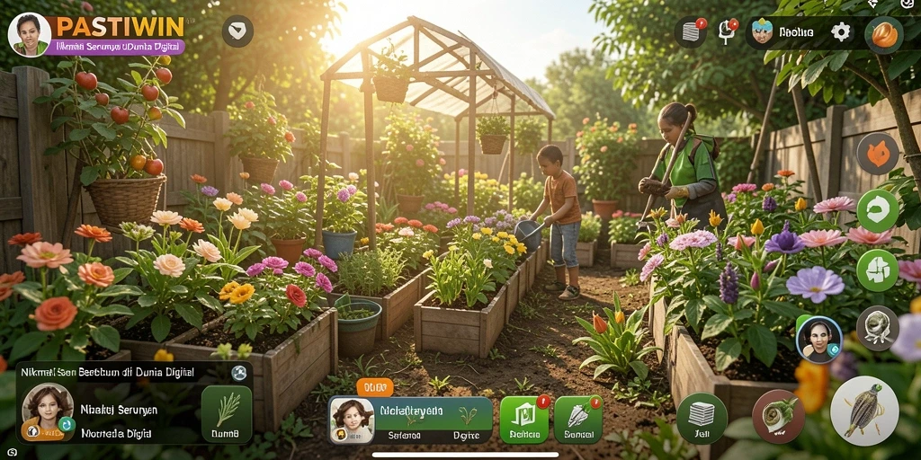Tampilan gameplay menarik dari PASTIWIN saat berkebun.