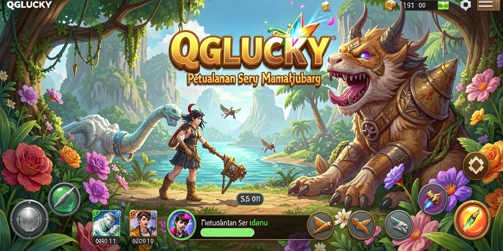 Tangkapan layar QGLUCKY menampilkan aksi seru dalam petualangan yang menantang.