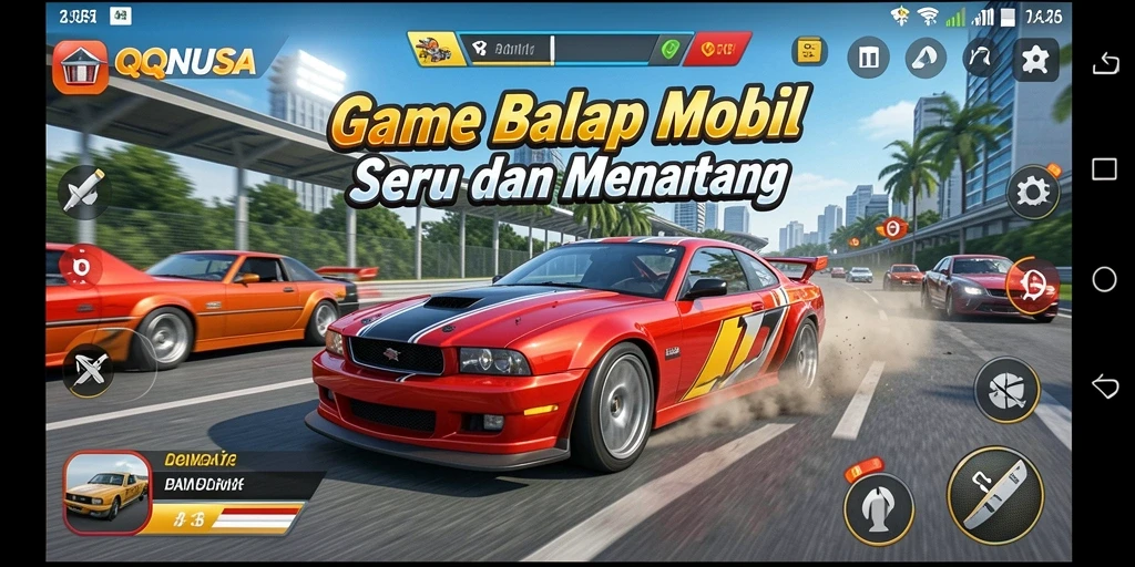 Tangkapan layar gameplay QQNUSA yang menegangkan dan penuh aksi balapan.