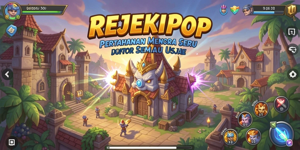 Tangkapan layar menunjukkan aksi gameplay seru di Tower Defense REJEKIPOP.