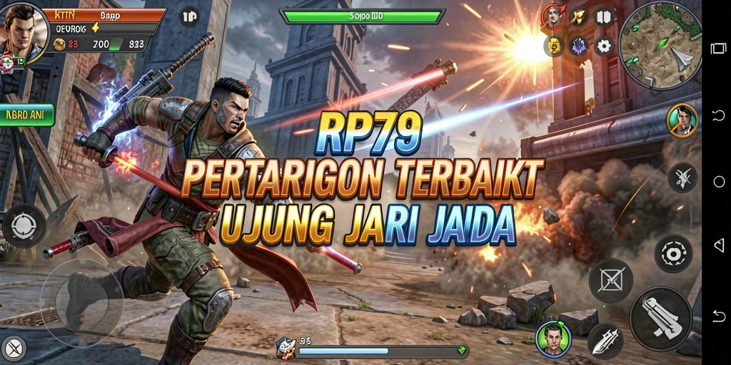 Tampilan gameplay RP79 yang mendebarkan dengan karakter bertarung.