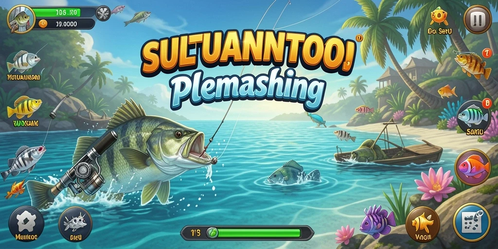 Tampilan gameplay yang seru saat memancing ikan besar.