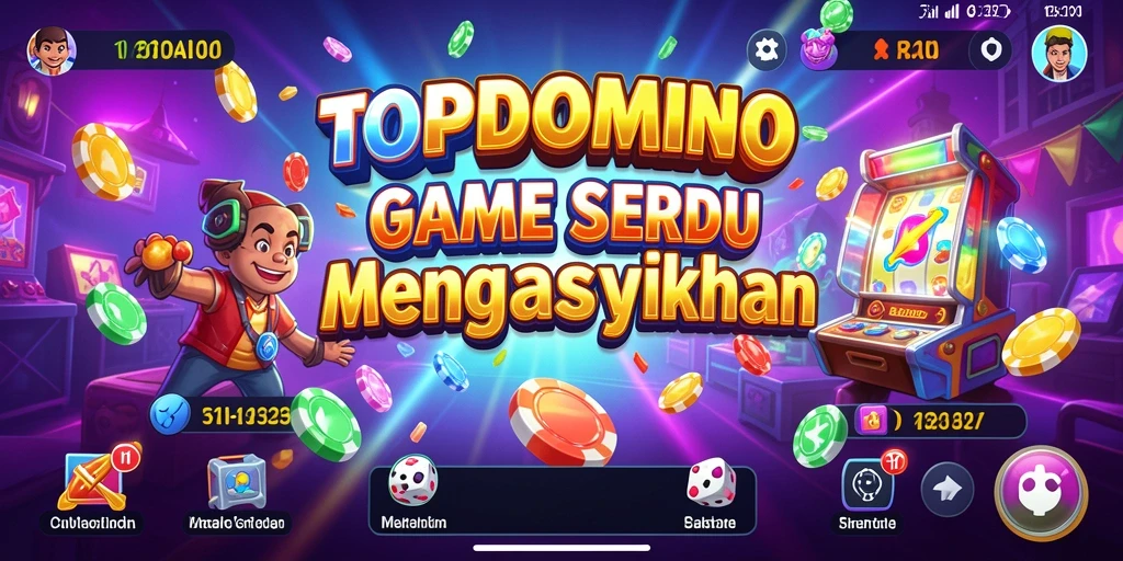 Screenshot utama dari TOPDOMINO menampilkan gameplay yang dinamis dan penuh warna.