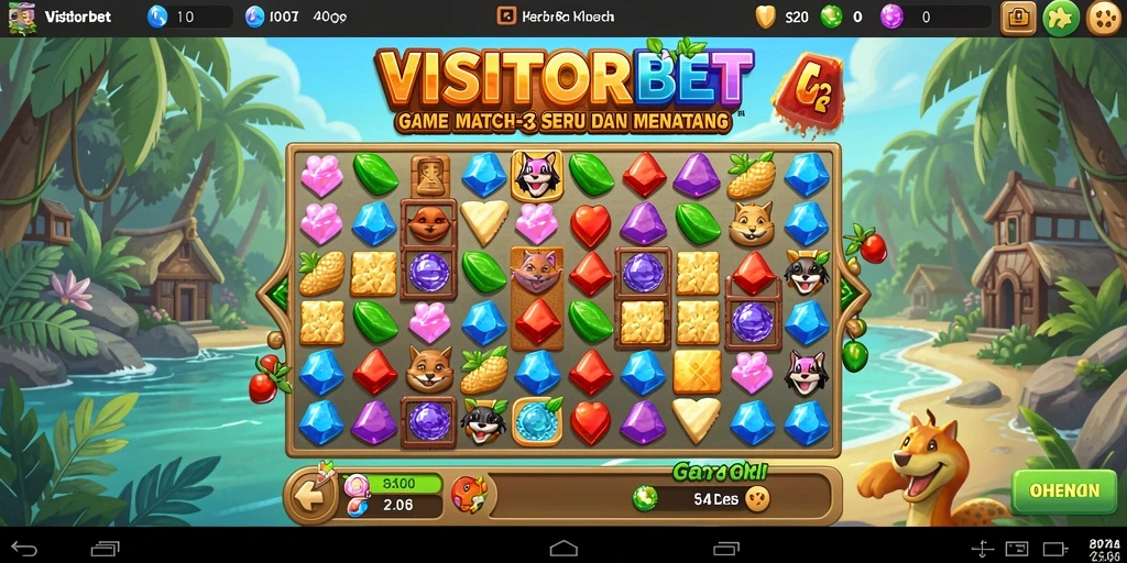 Gameplay seru di VISITORBET dengan tantangan Match-3 yang menarik.