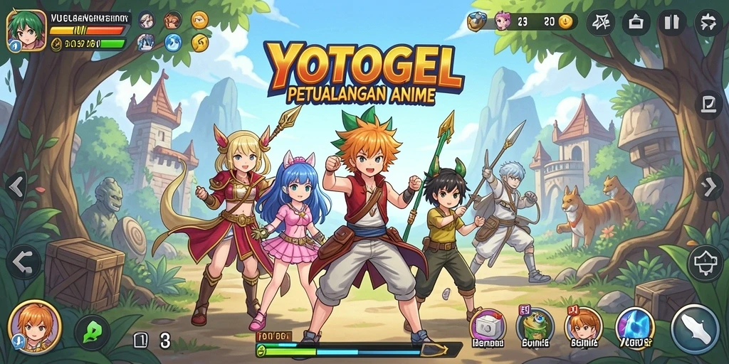 Tampilan gameplay seru di dunia anime yang memukau.