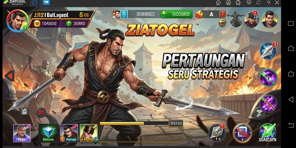 Screenshot gameplay ZIATOGEL menampilkan pertarungan mendebarkan.